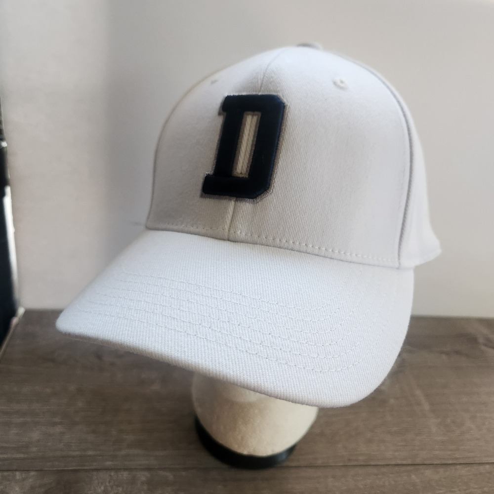 Dallas Cowboys Authentic NFL Hat White Navy Blue D Logo Stretch Fit L/XL READ